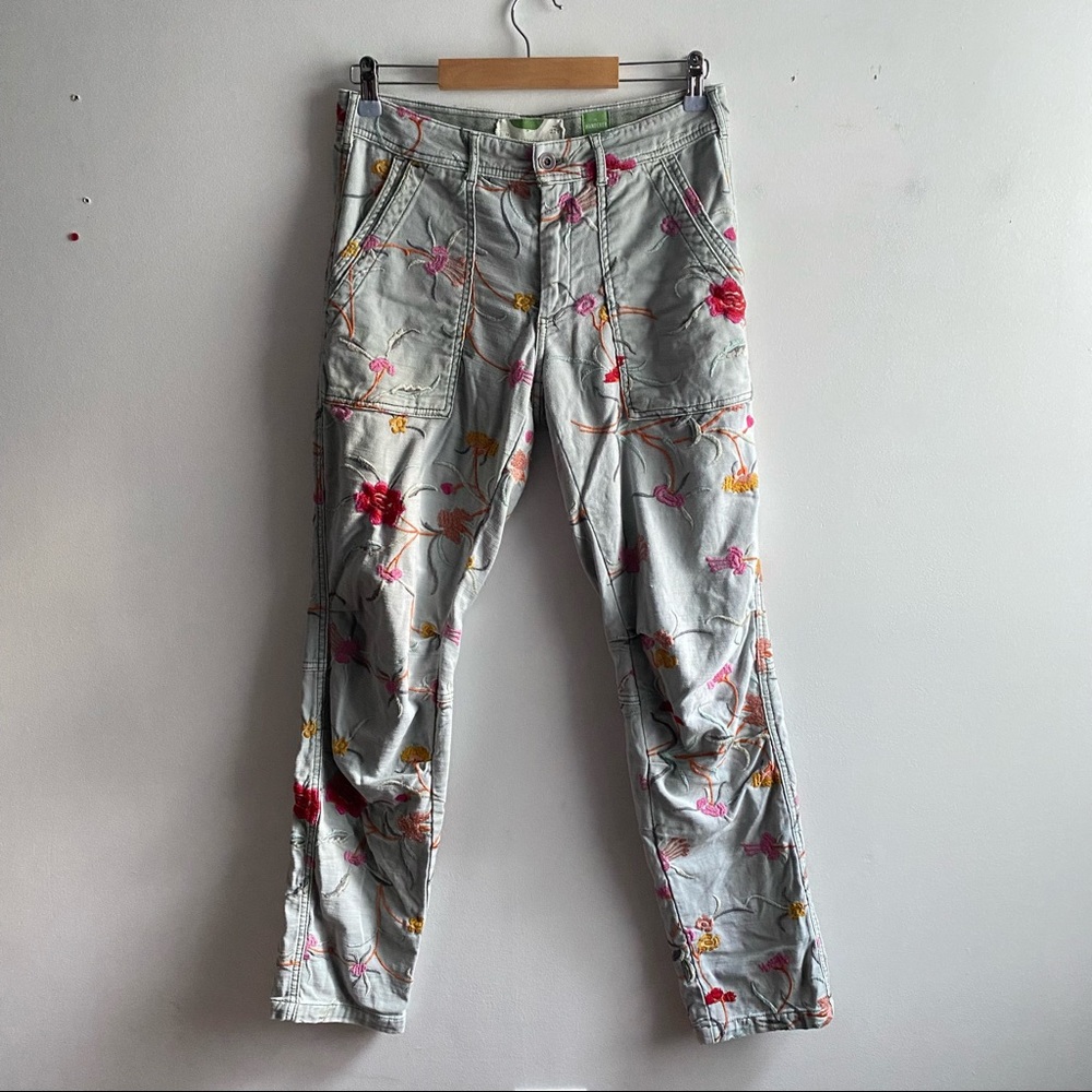 COPY - Anthropologie Tall light blue floral embroidered Wanderer utility cargo …